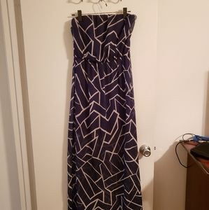 Navy geometric print maxi dress